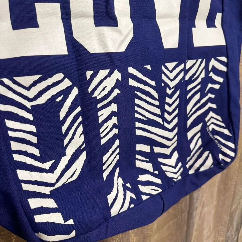PINK Victorias Secret Y2K Vintage Indigo Zebra Print Love Pink Large Tote Bag